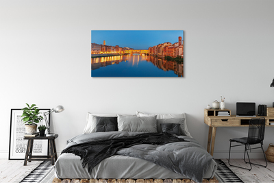 Obraz na plátne Italy River mosty budovy v noci