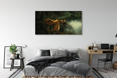 Obraz canvas Žena strom mraky