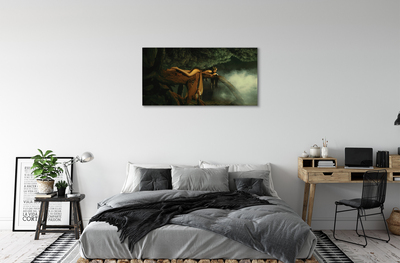 Obraz canvas Žena strom mraky