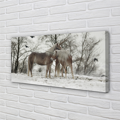 Obraz na plátne Zimný lesné jednorožce