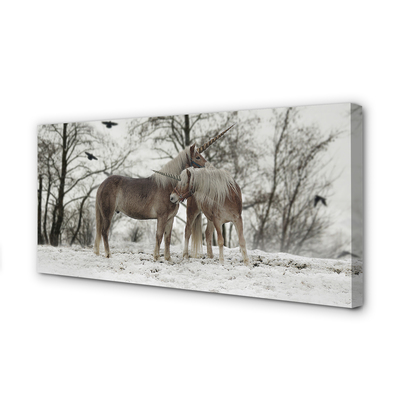 Obraz na plátne Zimný lesné jednorožce
