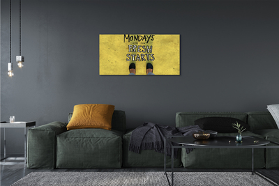 Obraz canvas Nohy žltom pozadí nápis