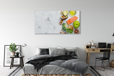 Obraz canvas Lososový olej jablko orechy