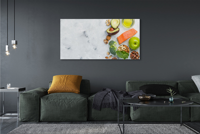 Obraz canvas Lososový olej jablko orechy