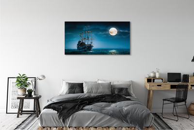 Obraz canvas Sea city mesiac loď