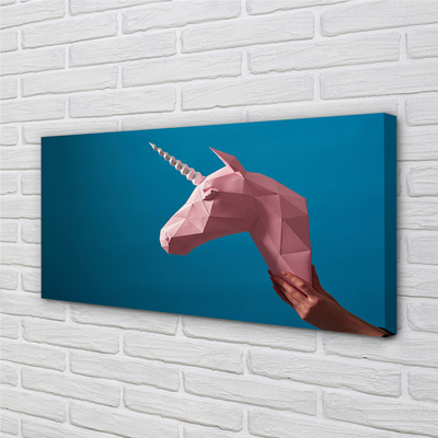 Obraz na plátne Ružový jednorožec origami