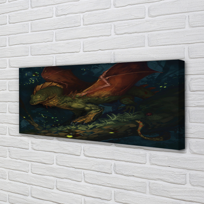 Obraz canvas Zelený drak v lese