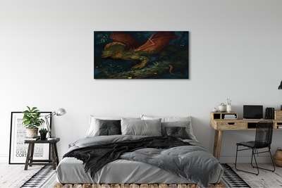 Obraz canvas Zelený drak v lese