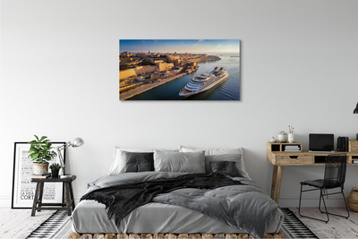 Obraz canvas Loď sea city sky