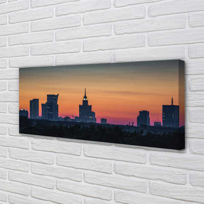 Obraz na plátne Sunset panorama Varšavy