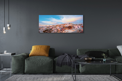 Obraz na plátne Grécko panorámu mesta západ slnka