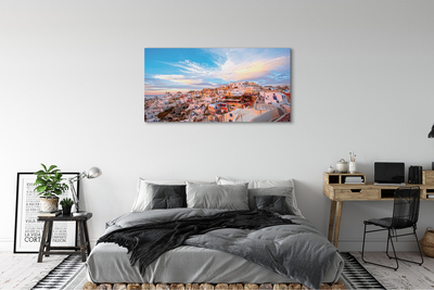 Obraz na plátne Grécko panorámu mesta západ slnka