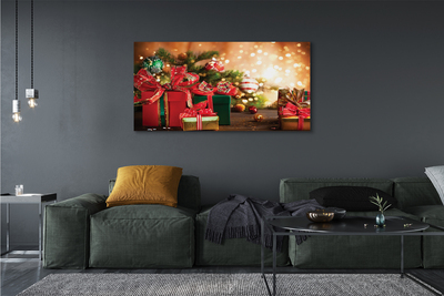 Obraz na plátne Darčeky vianočné ozdoby svetla