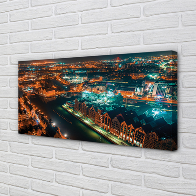 Obraz na plátne Gdańsk River nočné panorama