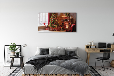 Obraz na plátne Ozdoby na vianočný stromček darčeky ohnisko