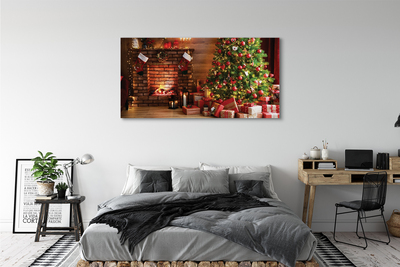 Obraz na plátne Krbové darčeky vianočné stromčeky