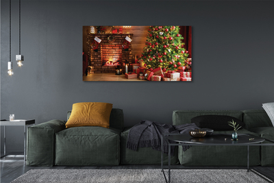 Obraz na plátne Krbové darčeky vianočné stromčeky