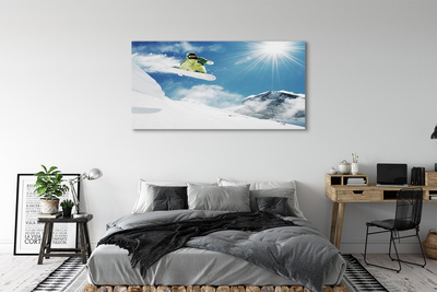 Obraz canvas Man mountain snow board