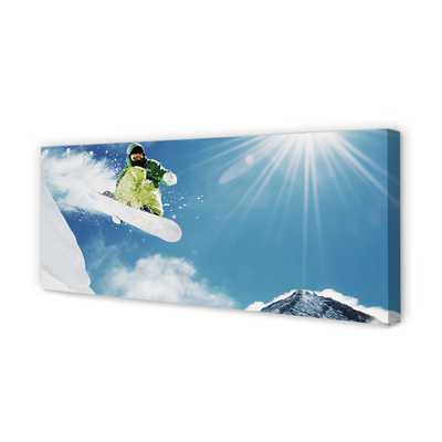 Obraz canvas Man mountain snow board