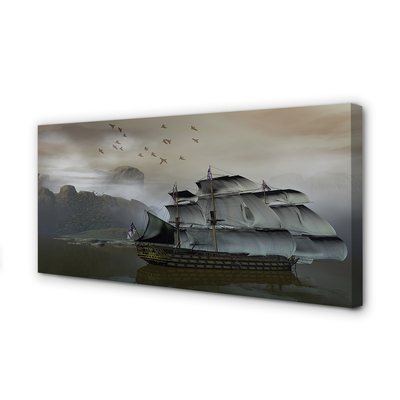 Obraz canvas morské loď hory