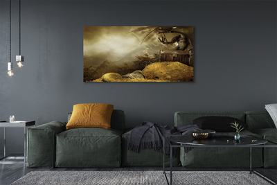Obraz canvas Dragon horské mraky zlato