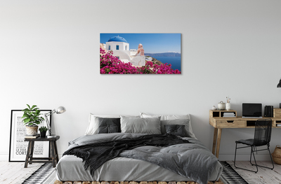 Obraz na plátne Grécko kvety morské stavby