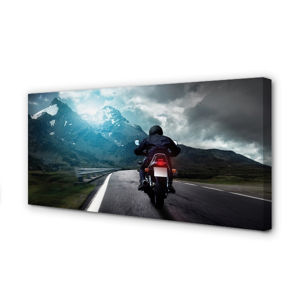 Obraz canvas Motocykla horskej ceste muž neba