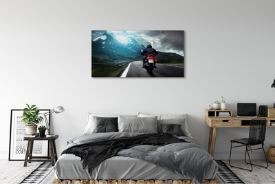Obraz canvas Motocykla horskej ceste muž neba