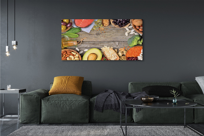 Obraz canvas Fazuľa brokolica avokádo orechy