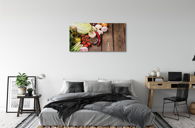 Obraz canvas Olivový korenie cibuľa cesnak