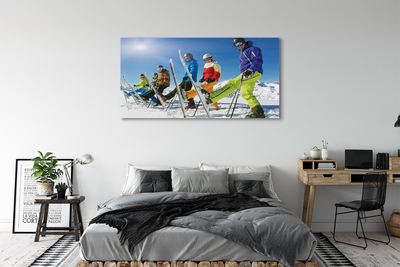 Obraz canvas Lyžiari zimné hory