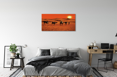 Obraz canvas Ťavy ľudí púštne slnko neba