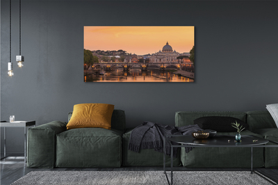 Obraz na plátne rieka Rím Sunset mosty budovy