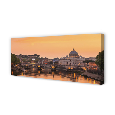 Obraz na plátne rieka Rím Sunset mosty budovy