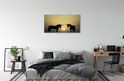Obraz na plátne Poľné sunset jednorožce