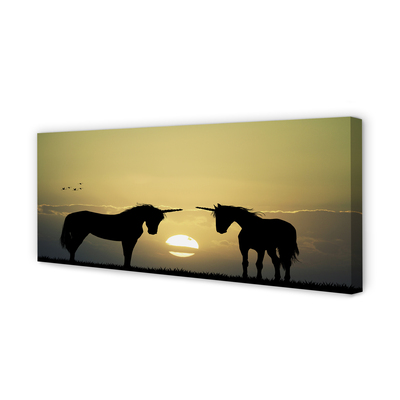 Obraz na plátne Poľné sunset jednorožce