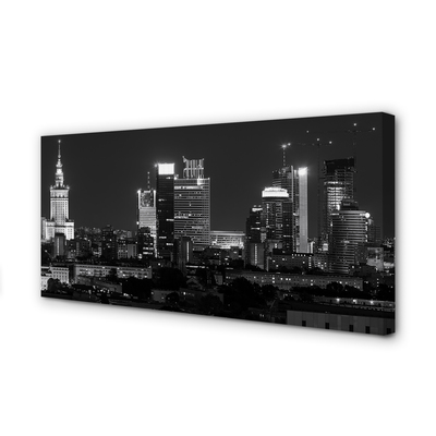 Obraz na plátne Nočná panoráma Varšavy mrakodrapov