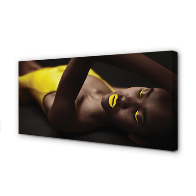 Obraz canvas Žena žltá ústa