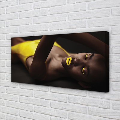 Obraz canvas Žena žltá ústa