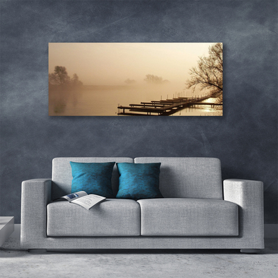 Obraz na plátne Most voda hmla krajina
