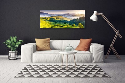 Obraz na plátne Hora pole hmla príroda