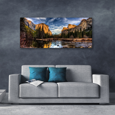 Obraz na plátne Hora les jazero príroda