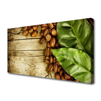 Obraz na plátne Zrnká káva listy kuchyňa