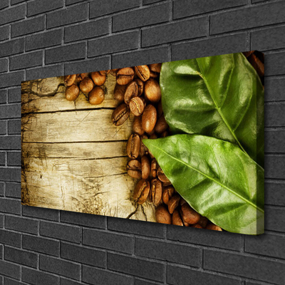Obraz na plátne Zrnká káva listy kuchyňa