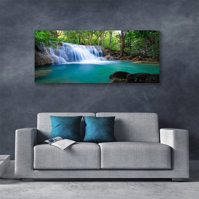 Obraz na plátne Vodopád jazero les príroda