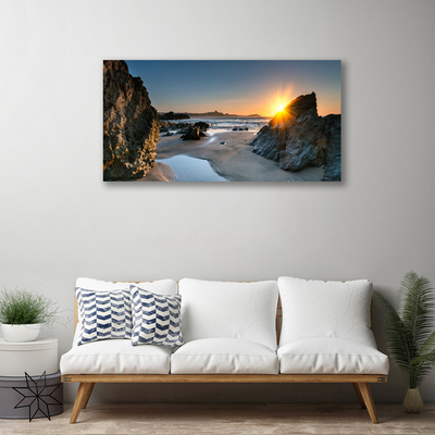Obraz Canvas Skala pláž slnko krajina