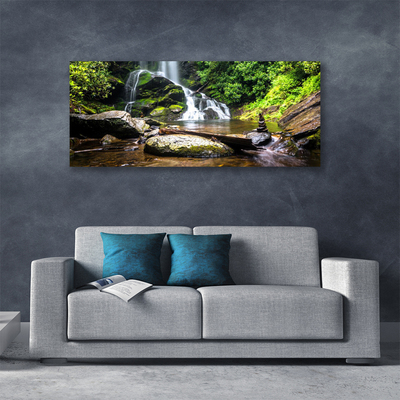 Obraz Canvas Vodopád kamene les príroda