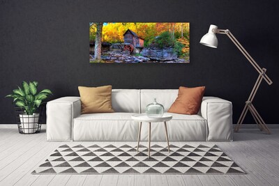 Obraz Canvas Vodné mlyn jesenné les