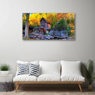 Obraz Canvas Vodné mlyn jesenné les