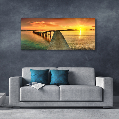 Obraz Canvas More slnko most krajina